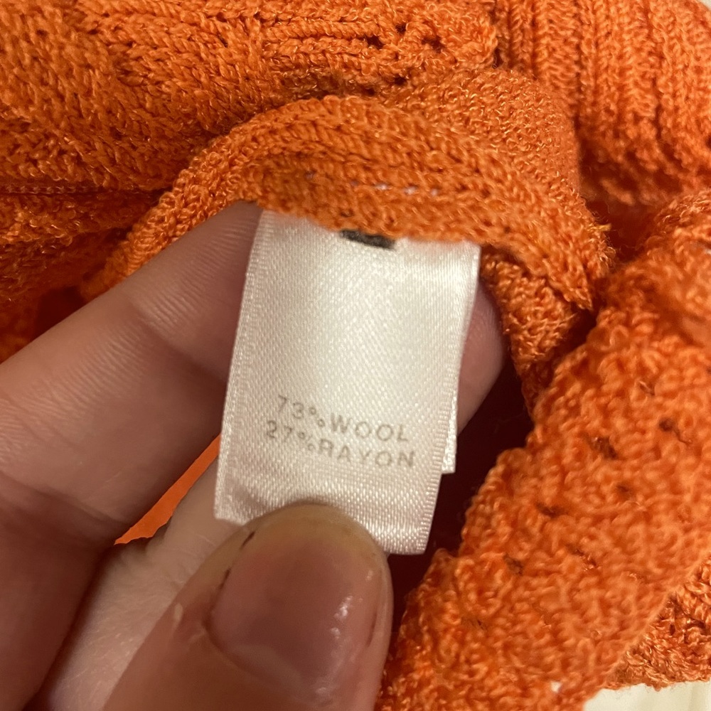 Vintage St. John Collection Orange Wool Blend Santana Knit Zip Up Sweater Sz 14 - Picture 5 of 9